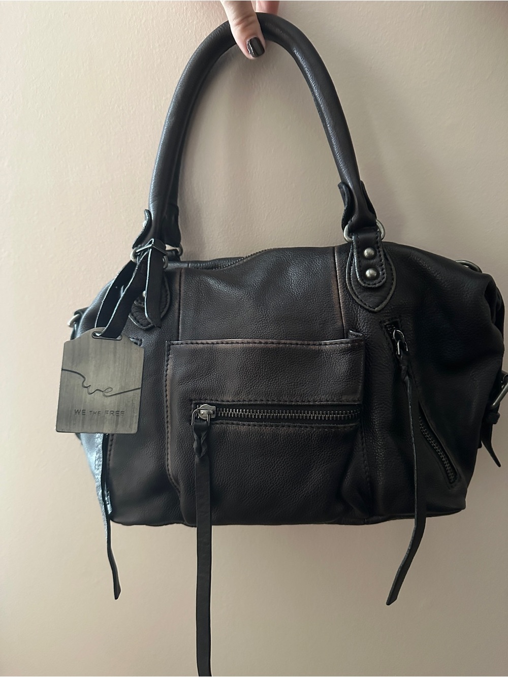 We The Free Baby Emerson Black Leather Shoulder Bag